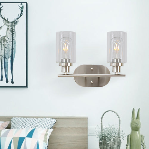 Bathroom Light | Wall Light | 2 Light Wall Sconces | Brushed